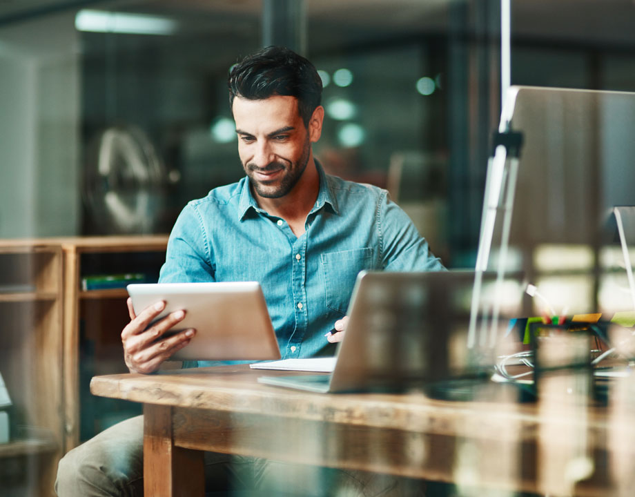 businessman using tablet